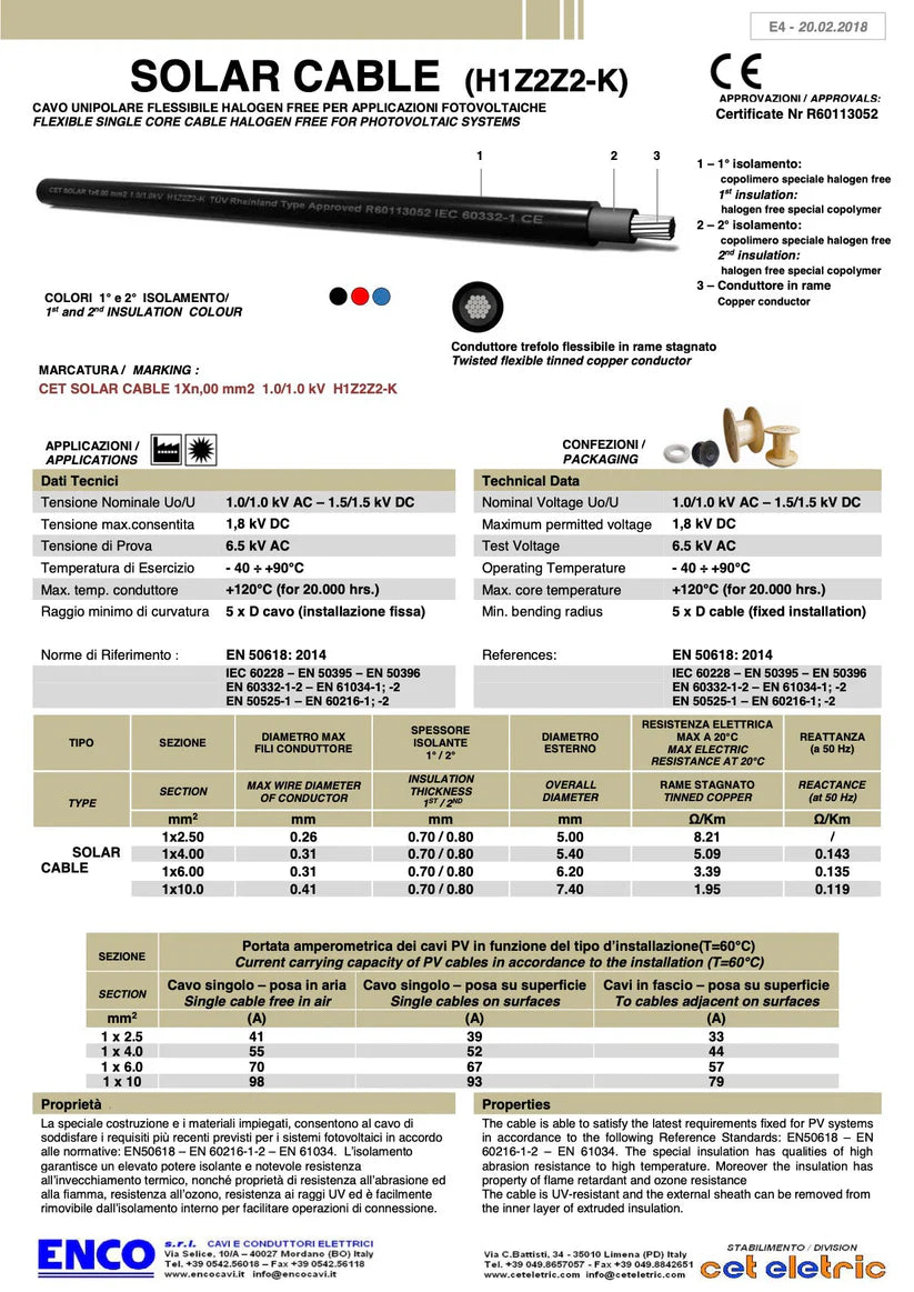 Cabo Solar 6mm² Preto