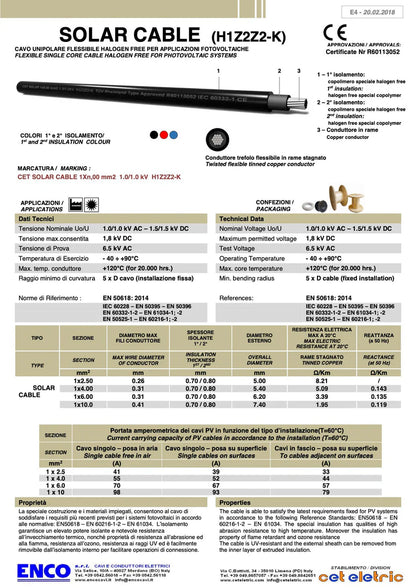 Cable solar negro de 6 mm²