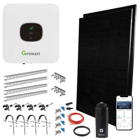 Sistema Solar Plug-in Growatt MIC 800W 0,8kW com Painel Solar de 800W, Suportes, WiFi-Stick, Growatt