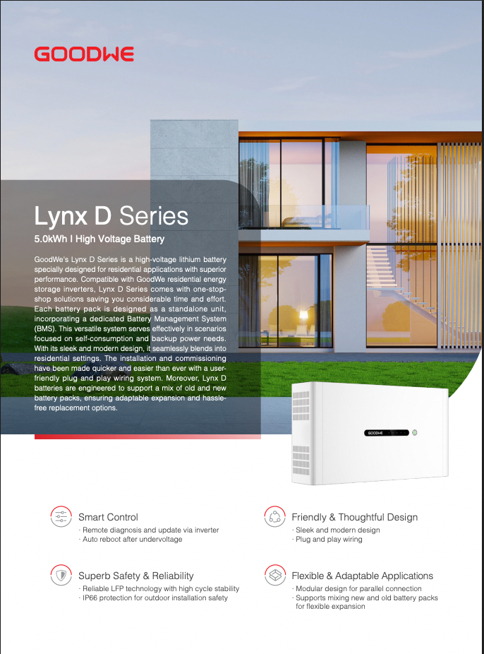 GoodWe Lynx Home D (LX D5.0-10) - Bateria lítio Alta Tensão - 20 kWh