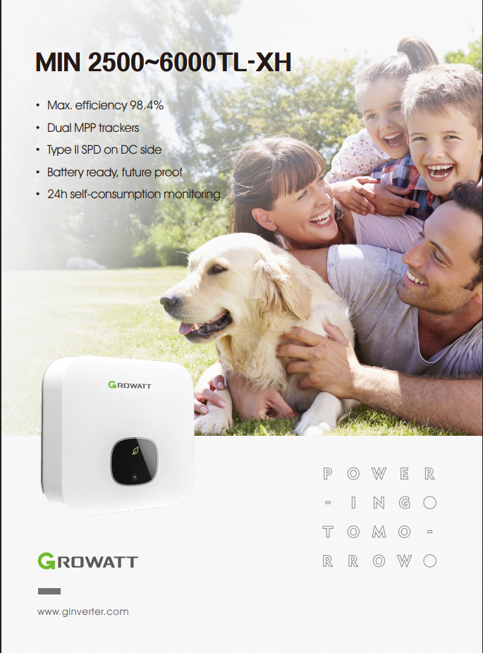 Growatt MIN 4200TL-XH 4,2kW Inversor Híbrido Monofásico com AFCI