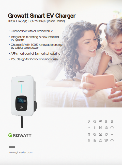Growatt THOR 11AS-S-V1 Wallbox 11 kW trifásico (Wi-Fi), tomada