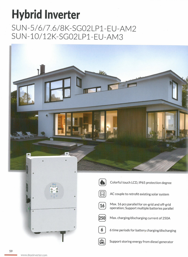 Deye SUN‑10K‑SG02LP1‑EU Inversor Híbrido 10 kW Monofásico