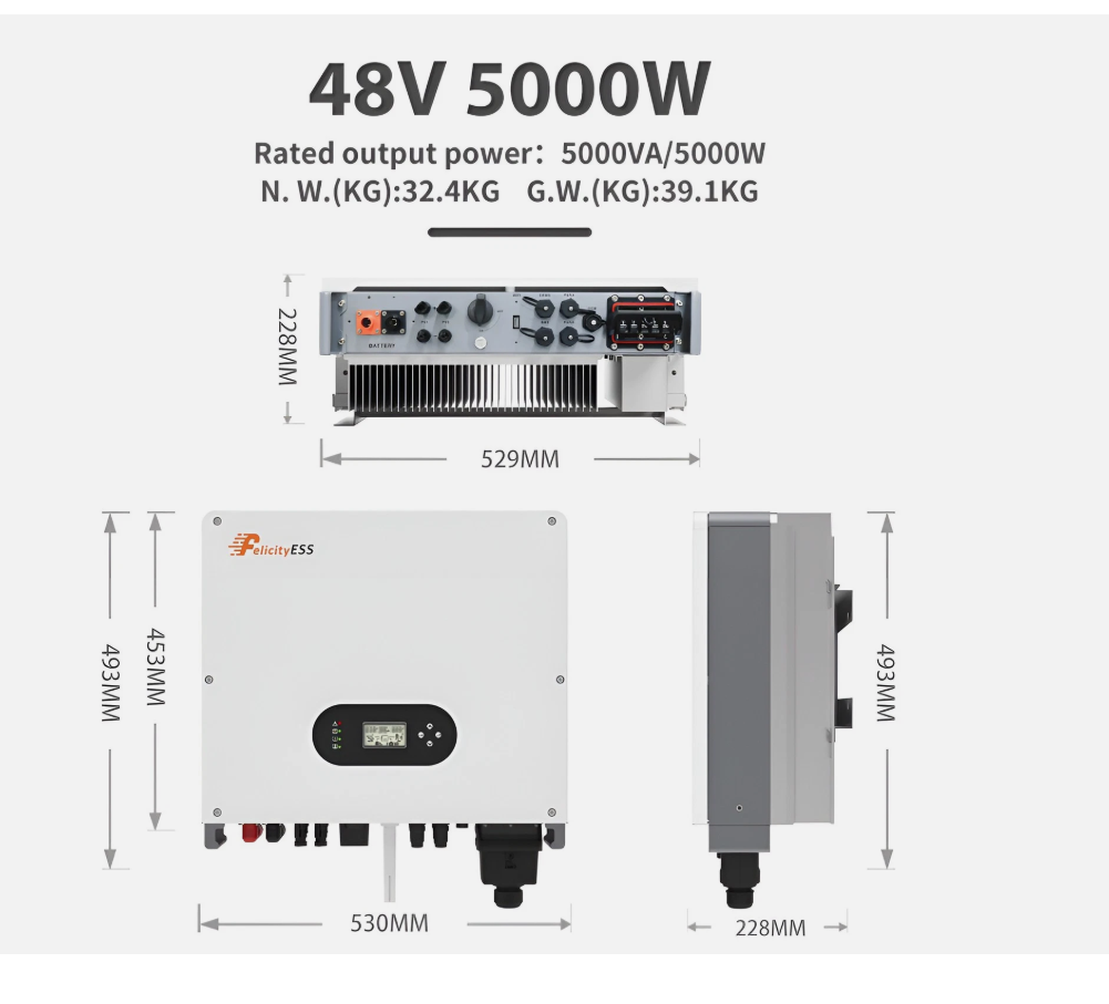 Felicity T-REX-5KLP1G01 Inversor Híbrido 5 kW Monofásico – 10 Anos de Garantia