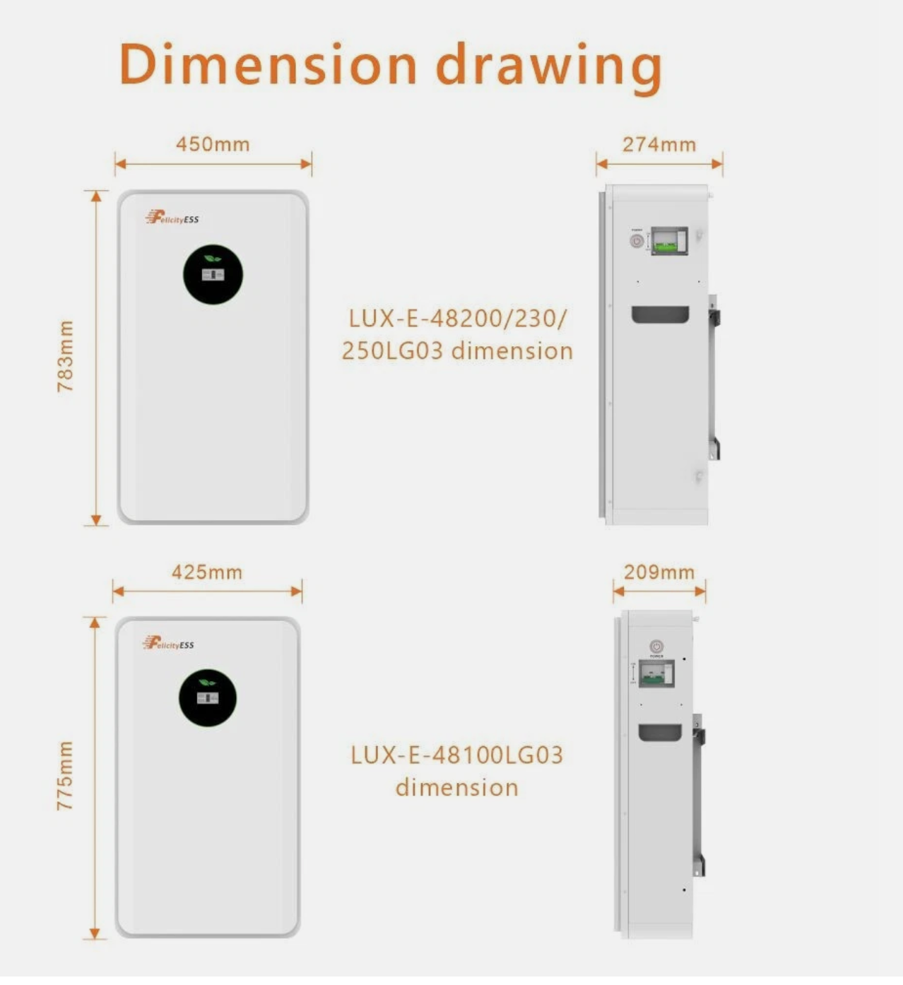 Felicity LUX-E-48250LG03 Bateria de Parede LiFePO4 de 12,5 kWh