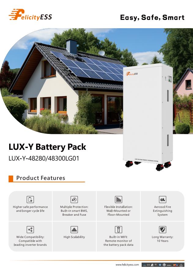 Felicity 15 kWh | FLA48300 (LUX-Y-48300LG01) | Bateria solar de lítio LiFePO4 51.2 V 300 Ah |