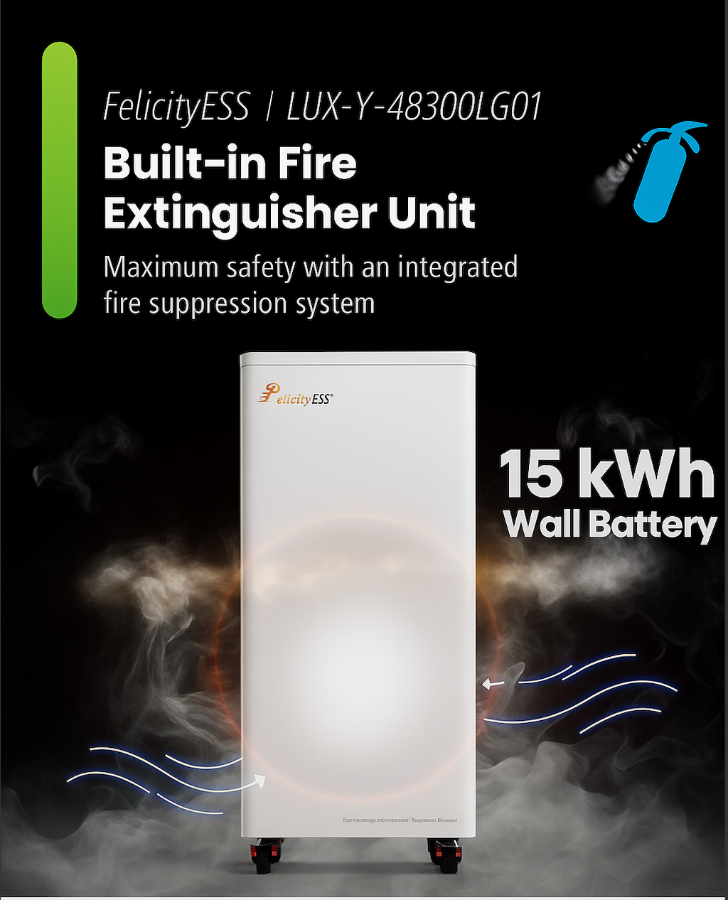 Felicity 15 kWh | FLA48300 (LUX-Y-48300LG01) | Bateria solar de lítio LiFePO4 51.2 V 300 Ah |
