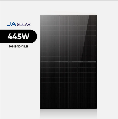 Módulo solar JA Solar JAM54D41 Bifacial de 445 W, color negro | Tipo N | 36 unidades