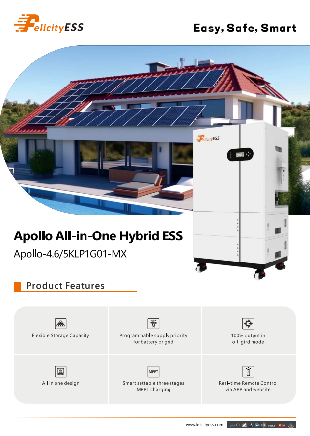Felicity Apollo-5KLP1G01-MX All in One (Inversor de 5 kW e Bateria de 10 kWh)