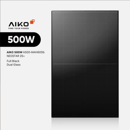 AIKO 500W NEOSTAR 2S+ A-MAH60Db | Módulo solar de vidrio a vidrio completamente negro | 37x