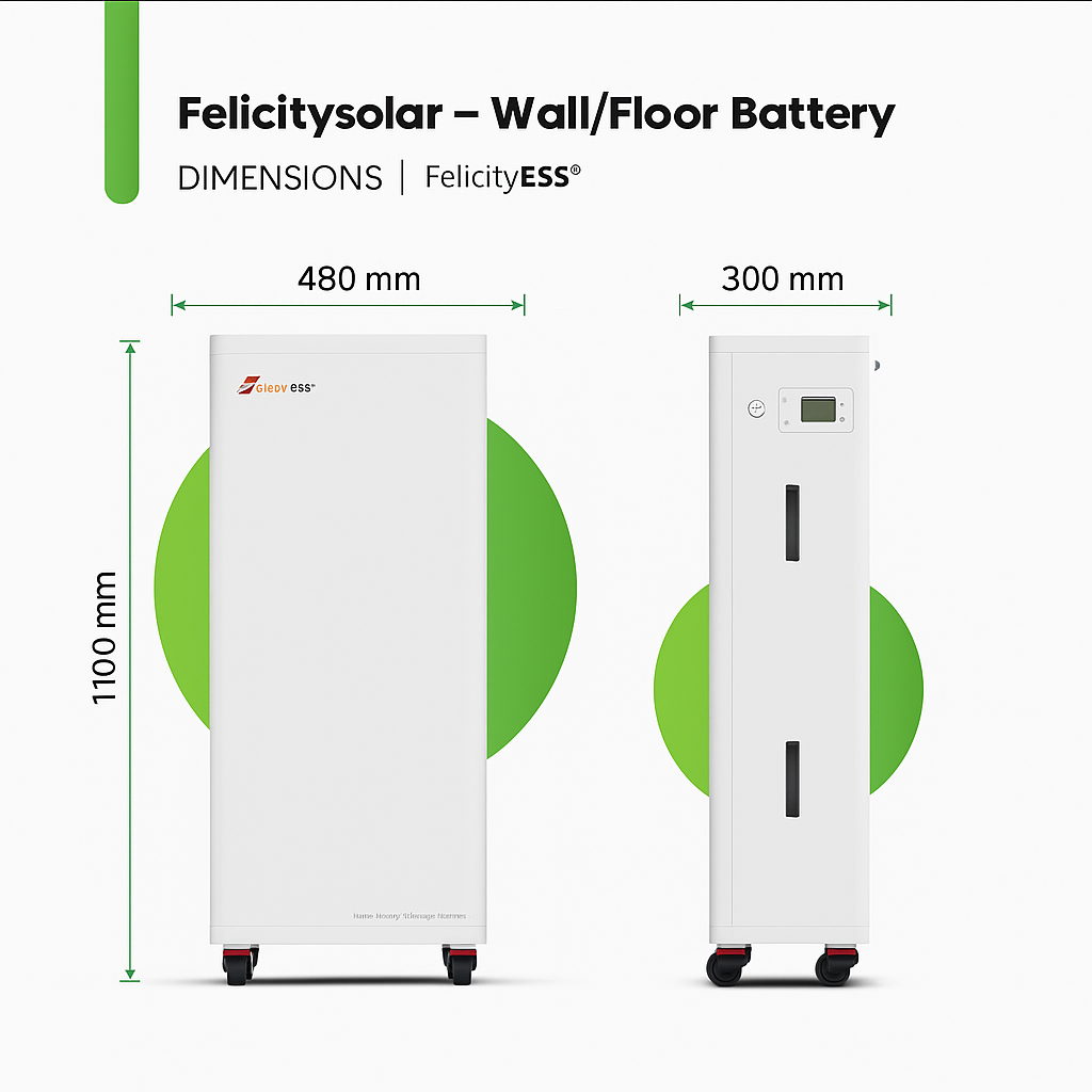Felicity 15 kWh | FLA48300 (LUX-Y-48300LG01) | Bateria solar de lítio LiFePO4 51.2 V 300 Ah |